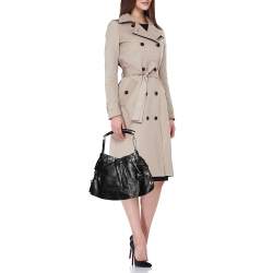 Pre Owned Yves Saint Laurent Black Leather Rive Gauche Mombasa Hobo