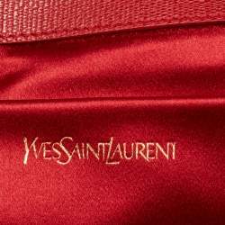 Pre Owned Yves Saint Laurent Red Textured Leather Y-Ligne Clutch
