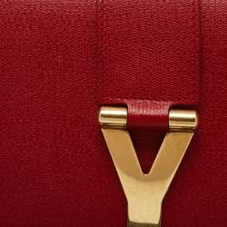 Pre Owned Yves Saint Laurent Red Textured Leather Y-Ligne Clutch