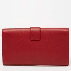 Pre Owned Yves Saint Laurent Red Textured Leather Y-Ligne Clutch