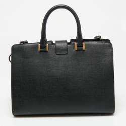 Pre Owned Saint Laurent Black Leather Small Cabas Chyc Tote