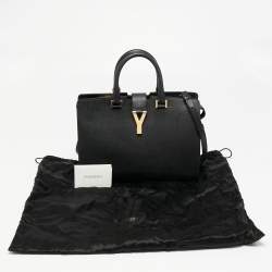 Pre Owned Saint Laurent Black Leather Small Cabas Chyc Tote