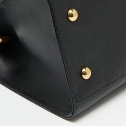 Pre Owned Saint Laurent Black Leather Small Cabas Chyc Tote