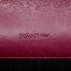 Pre Owned Yves Saint Laurent Burgundy/Purple Patent and Leather Y-Ligne Travel Wallet