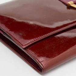 Pre Owned Yves Saint Laurent Burgundy/Purple Patent and Leather Y-Ligne Travel Wallet