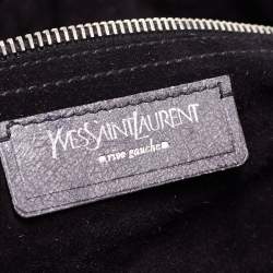 Yves Saint Laurent Grye/Black Glossy Leather and Suede Medium Muse Two Top Handle Bag