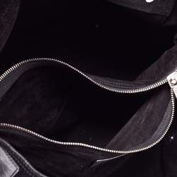 Yves Saint Laurent Grye/Black Glossy Leather and Suede Medium Muse Two Top Handle Bag