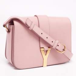 Pre Owned حقيبة بقلاب إيف سان لوران شيك جلد وردي متوسطة