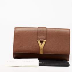Pre Owned Yves Saint Laurent Brown Leather Cabas Chyc Clutch