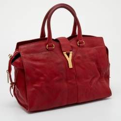 Pre Owned حقيبة يد توتس سان لوران كاباس شيك جلد أحمر متوسطة