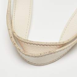Yves Saint Laurent Off White Croc Embossed Patent Leather Large Downtown Tote