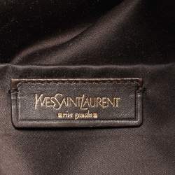 Yves Saint Laurent Off White Croc Embossed Patent Leather Large Downtown Tote
