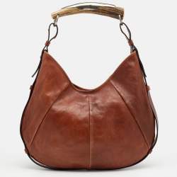 Pre Owned حقيبة هوبو إيف سان لوران مومباسا هورن جلد بني