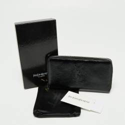 Pre Owned Yves Saint Laurent Black Patent Leather Belle De Jour Zip Around Wallet