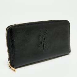 Pre Owned Yves Saint Laurent Black Patent Leather Belle De Jour Zip Around Wallet