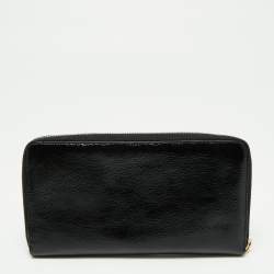 Pre Owned Yves Saint Laurent Black Patent Leather Belle De Jour Zip Around Wallet