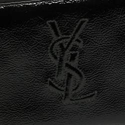 Pre Owned Yves Saint Laurent Black Patent Leather Belle De Jour Zip Around Wallet