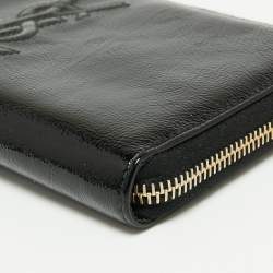 Pre Owned Yves Saint Laurent Black Patent Leather Belle De Jour Zip Around Wallet