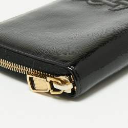 Pre Owned Yves Saint Laurent Black Patent Leather Belle De Jour Zip Around Wallet