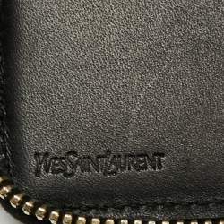 Pre Owned Yves Saint Laurent Black Patent Leather Belle De Jour Zip Around Wallet