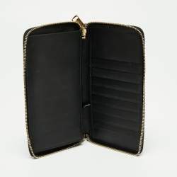Pre Owned Yves Saint Laurent Black Patent Leather Belle De Jour Zip Around Wallet
