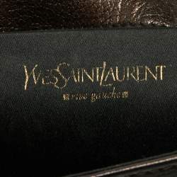 مملوكة مسبقًا Yves Saint Laurent Brown Leather Jeweled Studded Flap Crossbody Bag