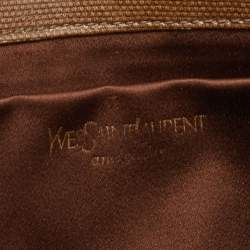 Pre Owned Yves Saint Laurent Brown Coated Canvas Belle De Jour Flap Clutch