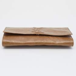 Pre Owned Yves Saint Laurent Brown Coated Canvas Belle De Jour Flap Clutch