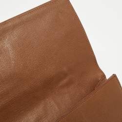 Pre Owned حقيبة كلتش سان لوران شيك جلد بني كبيرة