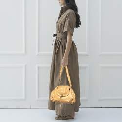 Pre Owned Yves Saint Laurent By Tom Ford Tan Leather Gathered Shoulder Bag