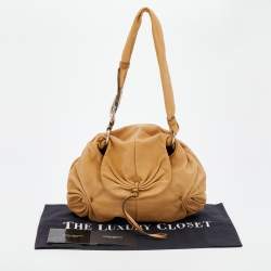 Pre Owned Yves Saint Laurent By Tom Ford Tan Leather Gathered Shoulder Bag