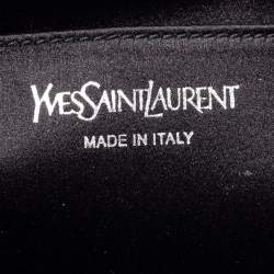 Pre Owned Yves Saint Laurent Silver Glossy Leather Belle De Jour Flap Clutch