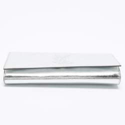 Pre Owned Yves Saint Laurent Silver Glossy Leather Belle De Jour Flap Clutch