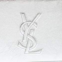 Pre Owned Yves Saint Laurent Silver Glossy Leather Belle De Jour Flap Clutch