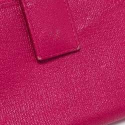 Pre Owned Yves Saint Laurent Fuchsia Leather Y Line Flap Continental Wallet