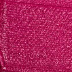 Pre Owned Yves Saint Laurent Fuchsia Leather Y Line Flap Continental Wallet