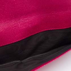Pre Owned Yves Saint Laurent Fuchsia Leather Y Line Flap Continental Wallet