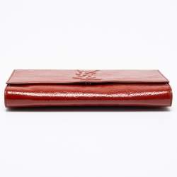 Pre Owned Yves Saint Laurent Cinnamon Brown Patent Leather Belle De Jour Flap Clutch