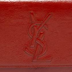 Pre Owned Yves Saint Laurent Cinnamon Brown Patent Leather Belle De Jour Flap Clutch