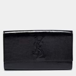 Yves Saint Laurent Black Patent Leather Belle De Jour Flap Clutch