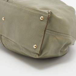 مملوكة مسبقًا Yves Saint Laurent Pale Green/Cream Leather Double Sac Y Tote