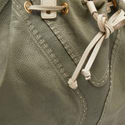 مملوكة مسبقًا Yves Saint Laurent Pale Green/Cream Leather Double Sac Y Tote