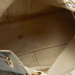 مملوكة مسبقًا Yves Saint Laurent Pale Green/Cream Leather Double Sac Y Tote