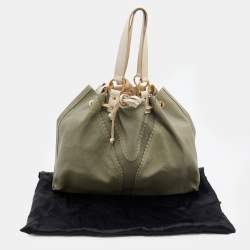 مملوكة مسبقًا Yves Saint Laurent Pale Green/Cream Leather Double Sac Y Tote