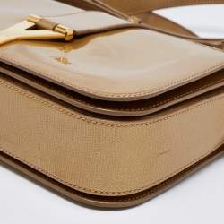 Pre Owned حقيبة كتف إيف سان لوران شيك جلد لامعة ذهبية متوسطة