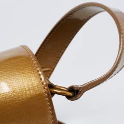 Pre Owned حقيبة كتف إيف سان لوران شيك جلد لامعة ذهبية متوسطة