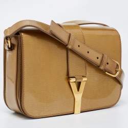 Pre Owned حقيبة كتف إيف سان لوران شيك جلد لامعة ذهبية متوسطة