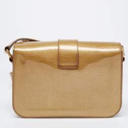 Pre Owned حقيبة كتف إيف سان لوران شيك جلد لامعة ذهبية متوسطة