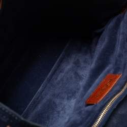 Yves Saint Laurent Brown/Navy Blue Leather and Suede Medium Muse Two Top Handle Bag