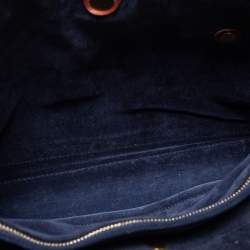 Yves Saint Laurent Brown/Navy Blue Leather and Suede Medium Muse Two Top Handle Bag